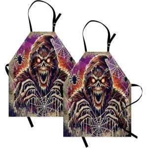 Ambesonne Multicolor Aprons(Purple Orange Beige)