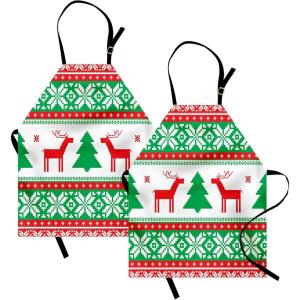 Ambesonne Multicolor Aprons(Red Green White)