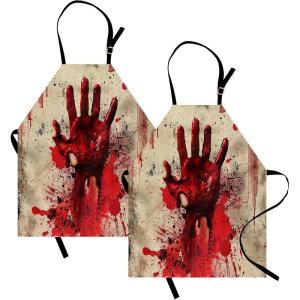 Ambesonne Multicolor Aprons(Red Vermilion Eggshell)