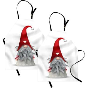 Ambesonne Multicolor Aprons(Ruby Pale Grey)