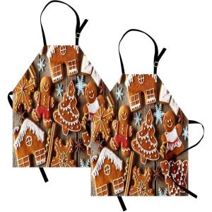 Ambesonne Multicolor Aprons(Umber Pale Brown White)