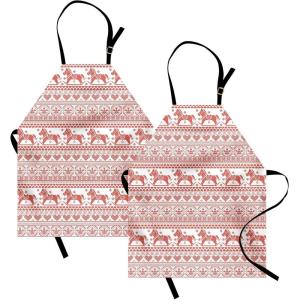 Ambesonne Multicolor Aprons(Vermilion White)