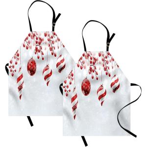 Ambesonne Multicolor Aprons(White and Red)