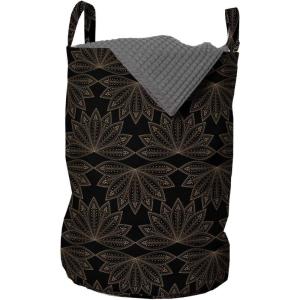 Ambesonne Peacock Christmas Laundry Bag, Dark Colored Style Bohemian Feathers Repetitive Pattern Illustration, Hamper Basket with Handles Drawstring Closure for Laundromats, 13″ x 19″, Black and Brown