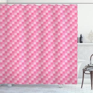Ambesonne Pink Shower Curtain, Zigzag Look Pattern of Continuous Diamond Motifs Abstract Bohemian Print, Cloth Fabric Bathroom Decor Set with Hooks, 69″ W x 70″ L, Pale Fuchsia Soft Pink(Pastel Pink Blush Coral)