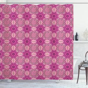 Ambesonne Pink Shower Curtain, Zigzag Look Pattern of Continuous Diamond Motifs Abstract Bohemian Print, Cloth Fabric Bathroom Decor Set with Hooks, 69″ W x 70″ L, Pale Fuchsia Soft Pink(Dark Magenta Dried Rose)