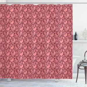 Ambesonne Pink Shower Curtain, Zigzag Look Pattern of Continuous Diamond Motifs Abstract Bohemian Print, Cloth Fabric Bathroom Decor Set with Hooks, 69″ W x 70″ L, Pale Fuchsia Soft Pink(Pastel Pink and Pale Maroon)