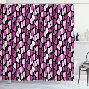 Ambesonne Pink Shower Curtain, Zigzag Look Pattern of Continuous Diamond Motifs Abstract Bohemian Print, Cloth Fabric Bathroom Decor Set with Hooks, 69″ W x 70″ L, Pale Fuchsia Soft Pink(Hot Pink Charcoal Grey)