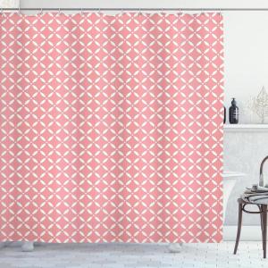 Ambesonne Pink Shower Curtain, Zigzag Look Pattern of Continuous Diamond Motifs Abstract Bohemian Print, Cloth Fabric Bathroom Decor Set with Hooks, 69″ W x 70″ L, Pale Fuchsia Soft Pink(Pale Rose Blush White)