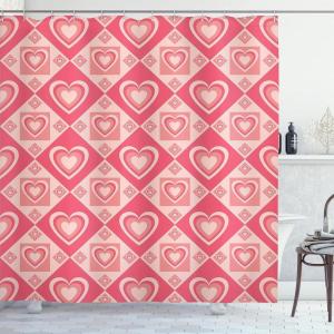 Ambesonne Pink Shower Curtain, Zigzag Look Pattern of Continuous Diamond Motifs Abstract Bohemian Print, Cloth Fabric Bathroom Decor Set with Hooks, 69″ W x 70″ L, Pale Fuchsia Soft Pink(Dark Coral Pale Salmon)