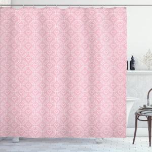 Ambesonne Pink Shower Curtain, Zigzag Look Pattern of Continuous Diamond Motifs Abstract Bohemian Print, Cloth Fabric Bathroom Decor Set with Hooks, 69″ W x 70″ L, Pale Fuchsia Soft Pink(Pale Rose Blush)