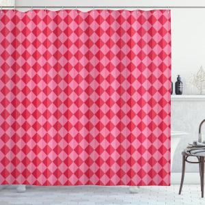 Ambesonne Pink Shower Curtain, Zigzag Look Pattern of Continuous Diamond Motifs Abstract Bohemian Print, Cloth Fabric Bathroom Decor Set with Hooks, 69″ W x 70″ L, Pale Fuchsia Soft Pink(Dark Coral Pastel Pink)
