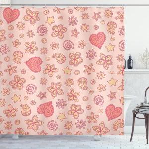Ambesonne Pink Shower Curtain, Zigzag Look Pattern of Continuous Diamond Motifs Abstract Bohemian Print, Cloth Fabric Bathroom Decor Set with Hooks, 69″ W x 70″ L, Pale Fuchsia Soft Pink(Dried Rose and Pale Peach)