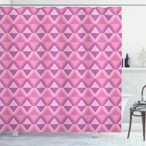 Ambesonne Pink Shower Curtain, Zigzag Look Pattern of Continuous Diamond Motifs Abstract Bohemian Print, Cloth Fabric Bathroom Decor Set with Hooks, 69″ W x 70″ L, Pale Fuchsia Soft Pink(Pale Fuchsia Soft Pink)