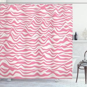 Ambesonne Pink Shower Curtain, Zigzag Look Pattern of Continuous Diamond Motifs Abstract Bohemian Print, Cloth Fabric Bathroom Decor Set with Hooks, 69″ W x 70″ L, Pale Fuchsia Soft Pink(Pastel Pink White)