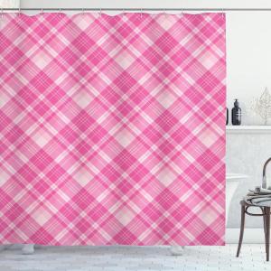 Ambesonne Pink Shower Curtain, Zigzag Look Pattern of Continuous Diamond Motifs Abstract Bohemian Print, Cloth Fabric Bathroom Decor Set with Hooks, 69″ W x 70″ L, Pale Fuchsia Soft Pink(Pale Fuchsia Pink)
