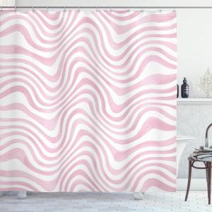 Ambesonne Pink Shower Curtain, Zigzag Look Pattern of Continuous Diamond Motifs Abstract Bohemian Print, Cloth Fabric Bathroom Decor Set with Hooks, 69″ W x 70″ L, Pale Fuchsia Soft Pink(Pale Rose Pastel Pink)