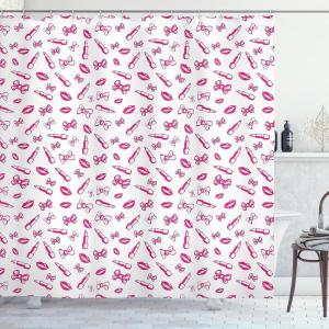 Ambesonne Pink Shower Curtain, Zigzag Look Pattern of Continuous Diamond Motifs Abstract Bohemian Print, Cloth Fabric Bathroom Decor Set with Hooks, 69″ W x 70″ L, Pale Fuchsia Soft Pink(Magenta Hot Pink and White)
