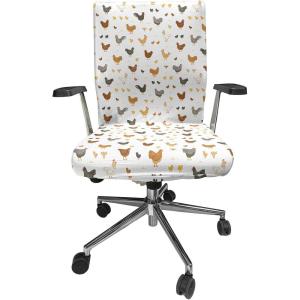 Ambesonne Snow Office Chair Cover, Winter Clothes Pattern Sweater Socks Hat and Scarf Christmas Season Print, Stretchable Decorative Universal Size High Back Printed Slipcover, White Coral Sky Blue(Cinnamon Apricot)