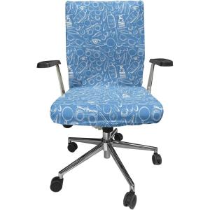 Ambesonne Snow Office Chair Cover, Winter Clothes Pattern Sweater Socks Hat and Scarf Christmas Season Print, Stretchable Decorative Universal Size High Back Printed Slipcover, White Coral Sky Blue(Azure Blue)