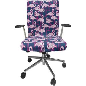 Ambesonne Snow Office Chair Cover, Winter Clothes Pattern Sweater Socks Hat and Scarf Christmas Season Print, Stretchable Decorative Universal Size High Back Printed Slipcover, White Coral Sky Blue(Pink Blue)