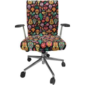 Ambesonne Snow Office Chair Cover, Winter Clothes Pattern Sweater Socks Hat and Scarf Christmas Season Print, Stretchable Decorative Universal Size High Back Printed Slipcover, White Coral Sky Blue(Charcoal Grey Multicolor)