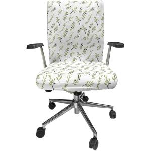 Ambesonne Snow Office Chair Cover, Winter Clothes Pattern Sweater Socks Hat and Scarf Christmas Season Print, Stretchable Decorative Universal Size High Back Printed Slipcover, White Coral Sky Blue(White Green)