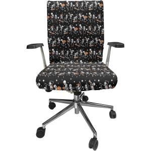 Ambesonne Snow Office Chair Cover, Winter Clothes Pattern Sweater Socks Hat and Scarf Christmas Season Print, Stretchable Decorative Universal Size High Back Printed Slipcover, White Coral Sky Blue(Grey and Charcoal)