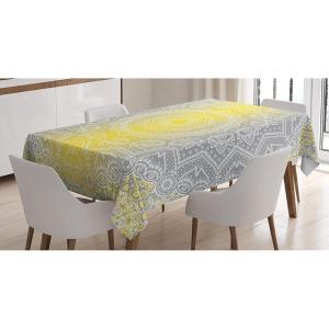 Ambesonne Snowflake Tablecloth, Winter Holiday Illustration Christmas Snowflakes on Abstract Background, Rectangular Table Cover for Dining Room Kitchen Decor, 60″ X 84″,Blue White(Yellow Grey)