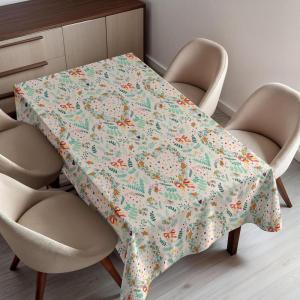 Ambesonne Snowflake Tablecloth, Winter Holiday Illustration Christmas Snowflakes on Abstract Background, Rectangular Table Cover for Dining Room Kitchen Decor, 60″ X 84″,Blue White(Beige Mint)