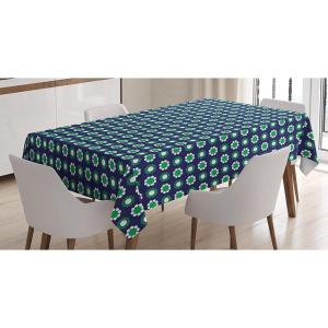 Ambesonne Snowflake Tablecloth, Winter Holiday Illustration Christmas Snowflakes on Abstract Background, Rectangular Table Cover for Dining Room Kitchen Decor, 60″ X 84″,Blue White(White and Green)