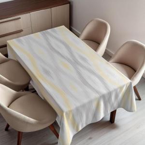 Ambesonne Snowflake Tablecloth, Winter Holiday Illustration Christmas Snowflakes on Abstract Background, Rectangular Table Cover for Dining Room Kitchen Decor, 60″ X 84″,Blue White(Grey Yellow)
