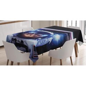 Ambesonne Snowflake Tablecloth, Winter Holiday Illustration Christmas Snowflakes on Abstract Background, Rectangular Table Cover for Dining Room Kitchen Decor, 60″ X 84″,Blue White(Blue Black)