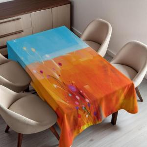 Ambesonne Snowflake Tablecloth, Winter Holiday Illustration Christmas Snowflakes on Abstract Background, Rectangular Table Cover for Dining Room Kitchen Decor, 60″ X 84″,Blue White(Orange Purple)