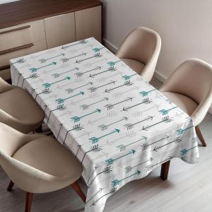 Ambesonne Snowflake Tablecloth, Winter Holiday Illustration Christmas Snowflakes on Abstract Background, Rectangular Table Cover for Dining Room Kitchen Decor, 60″ X 84″,Blue White(Grey Teal)