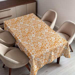 Ambesonne Snowflake Tablecloth, Winter Holiday Illustration Christmas Snowflakes on Abstract Background, Rectangular Table Cover for Dining Room Kitchen Decor, 60″ X 84″,Blue White(Marigold White)