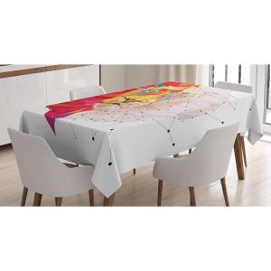 Ambesonne Snowflake Tablecloth, Winter Holiday Illustration Christmas Snowflakes on Abstract Background, Rectangular Table Cover for Dining Room Kitchen Decor, 60″ X 84″,Blue White(Orange White)