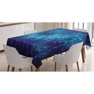 Ambesonne Snowflake Tablecloth, Winter Holiday Illustration Christmas Snowflakes on Abstract Background, Rectangular Table Cover for Dining Room Kitchen Decor, 60″ X 84″,Blue White(Black Blue)