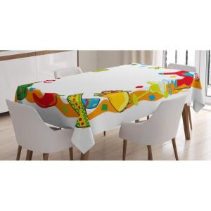Ambesonne Snowflake Tablecloth, Winter Holiday Illustration Christmas Snowflakes on Abstract Background, Rectangular Table Cover for Dining Room Kitchen Decor, 60″ X 84″,Blue White(Red Orange)