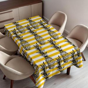 Ambesonne Snowflake Tablecloth, Winter Holiday Illustration Christmas Snowflakes on Abstract Background, Rectangular Table Cover for Dining Room Kitchen Decor, 60″ X 84″,Blue White(Yellow White)