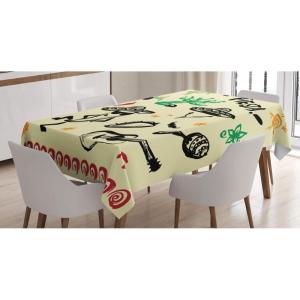 Ambesonne Snowflake Tablecloth, Winter Holiday Illustration Christmas Snowflakes on Abstract Background, Rectangular Table Cover for Dining Room Kitchen Decor, 60″ X 84″,Blue White(Black Yellow)