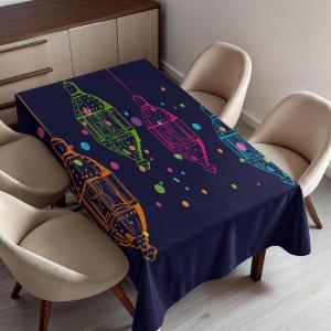 Ambesonne Snowflake Tablecloth, Winter Holiday Illustration Christmas Snowflakes on Abstract Background, Rectangular Table Cover for Dining Room Kitchen Decor, 60″ X 84″,Blue White(Dark Purple and Multicolor)
