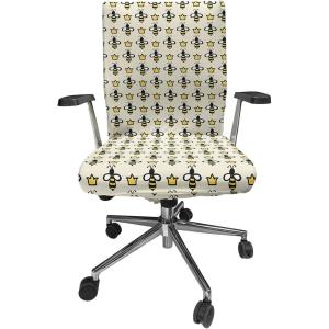 Ambesonne Squirrel Office Chair Cover, Christmas New Year Nature Pattern with Reindeers and Cardinal Birds Sketch Art, Stretchable Decorative Universal Size High Back Printed Slipcover, Brown White(Eggshell Mustard)