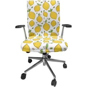 Ambesonne Squirrel Office Chair Cover, Christmas New Year Nature Pattern with Reindeers and Cardinal Birds Sketch Art, Stretchable Decorative Universal Size High Back Printed Slipcover, Brown White(Lime Green)