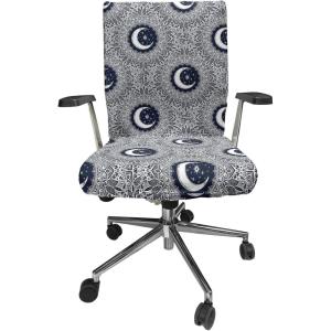 Ambesonne Squirrel Office Chair Cover, Christmas New Year Nature Pattern with Reindeers and Cardinal Birds Sketch Art, Stretchable Decorative Universal Size High Back Printed Slipcover, Brown White(Navy White)