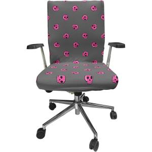 Ambesonne Squirrel Office Chair Cover, Christmas New Year Nature Pattern with Reindeers and Cardinal Birds Sketch Art, Stretchable Decorative Universal Size High Back Printed Slipcover, Brown White(Grey Pink)