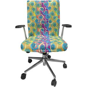 Ambesonne Squirrel Office Chair Cover, Christmas New Year Nature Pattern with Reindeers and Cardinal Birds Sketch Art, Stretchable Decorative Universal Size High Back Printed Slipcover, Brown White(Aqua Purple)