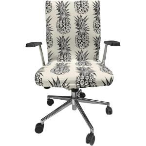 Ambesonne Squirrel Office Chair Cover, Christmas New Year Nature Pattern with Reindeers and Cardinal Birds Sketch Art, Stretchable Decorative Universal Size High Back Printed Slipcover, Brown White(Coconut Charcoal)
