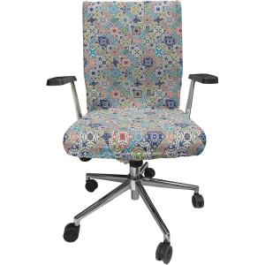 Ambesonne Squirrel Office Chair Cover, Christmas New Year Nature Pattern with Reindeers and Cardinal Birds Sketch Art, Stretchable Decorative Universal Size High Back Printed Slipcover, Brown White(Navy Coral)