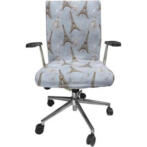 Ambesonne Squirrel Office Chair Cover, Christmas New Year Nature Pattern with Reindeers and Cardinal Birds Sketch Art, Stretchable Decorative Universal Size High Back Printed Slipcover, Brown White(Blue Brown)